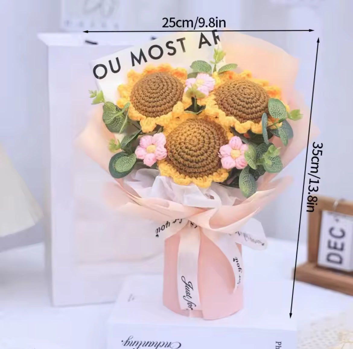 Sunflower Crochet Knitted Flowers Bouquet