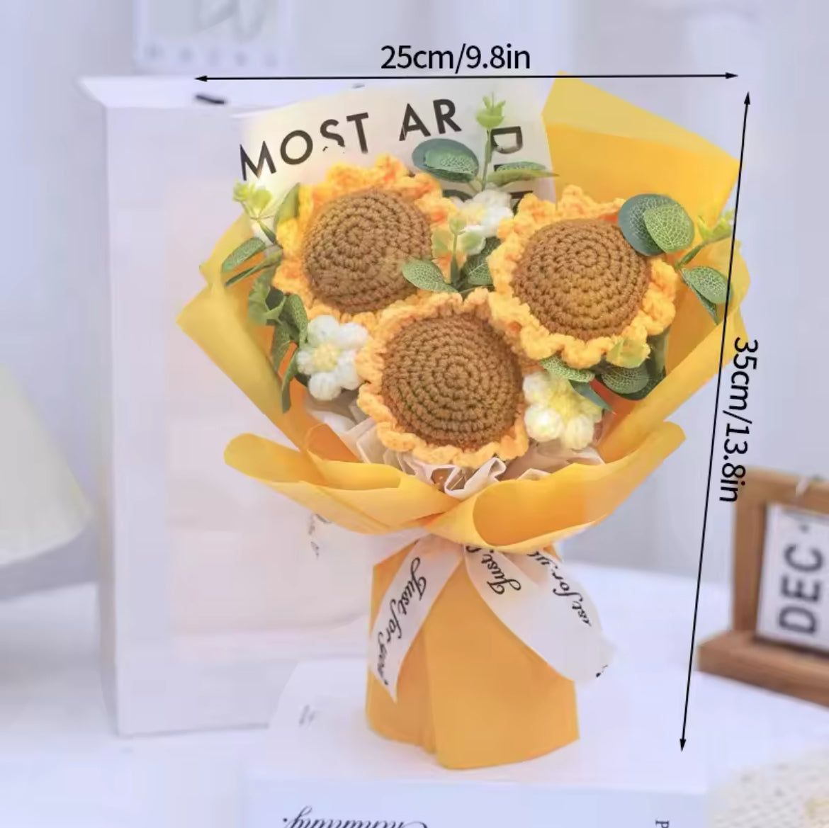 Sunflower Crochet Knitted Flowers Bouquet