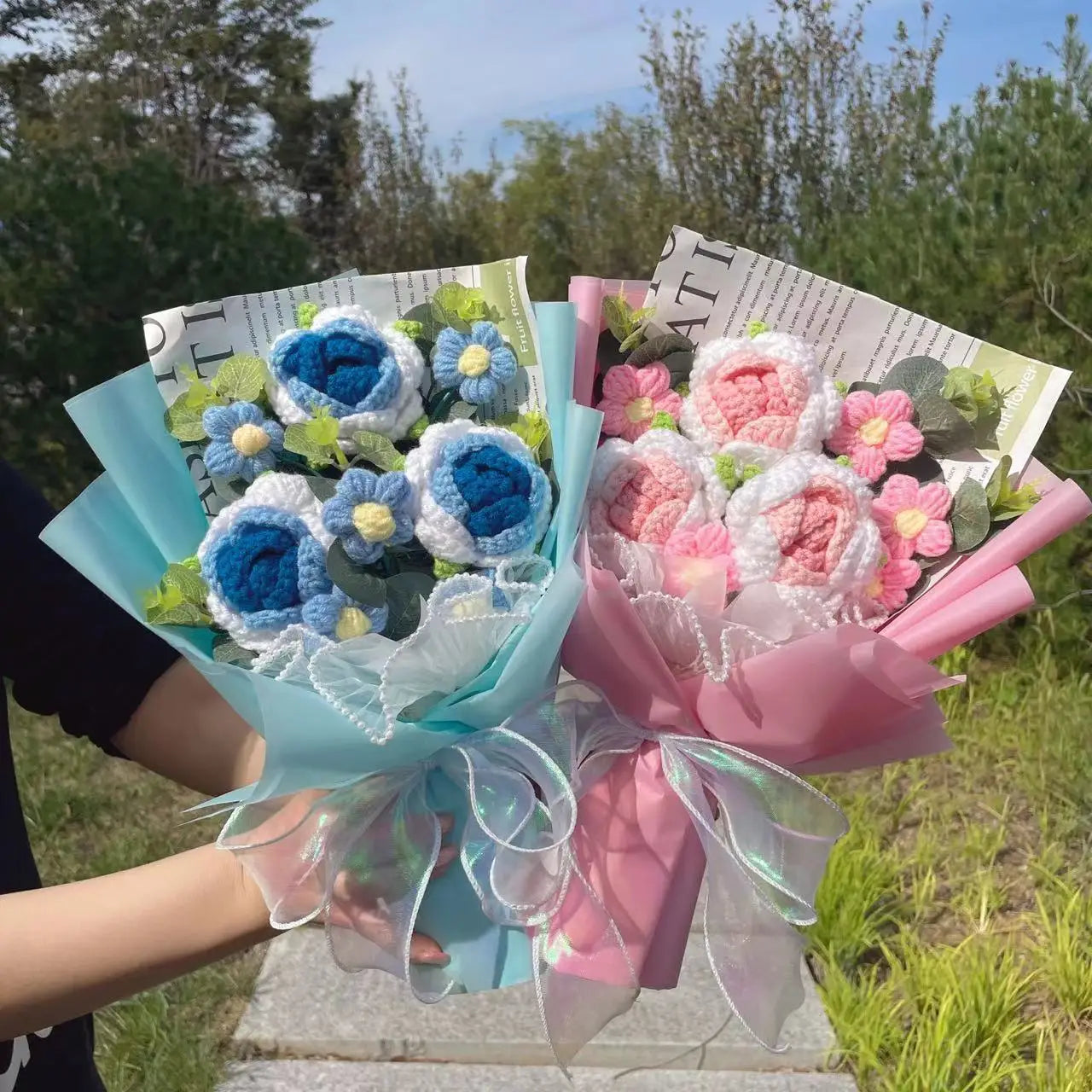 Rose Crochet Knitted Flowers Bouquet - Kyootii