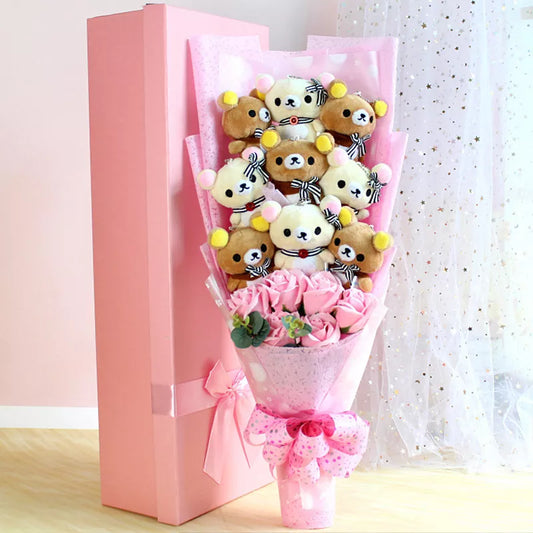 Teddy Bear Stuffed Animal Plush Flower Bouquet - Kyootii