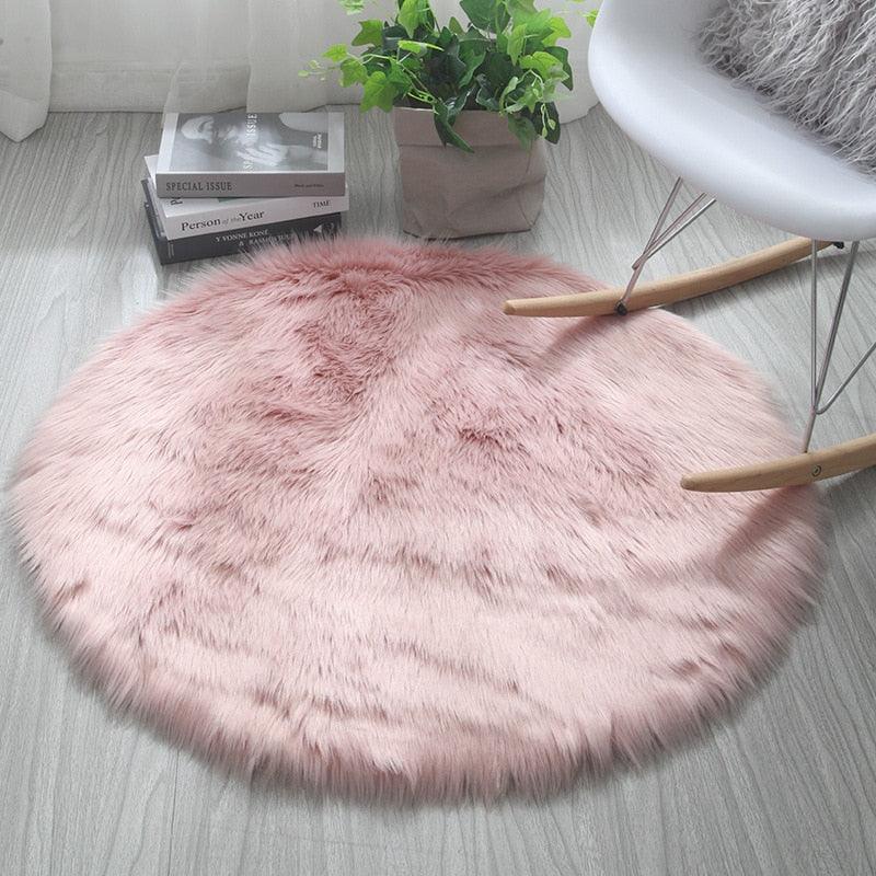Faux Fur Fluffy Round Rug Plush - Kyootii