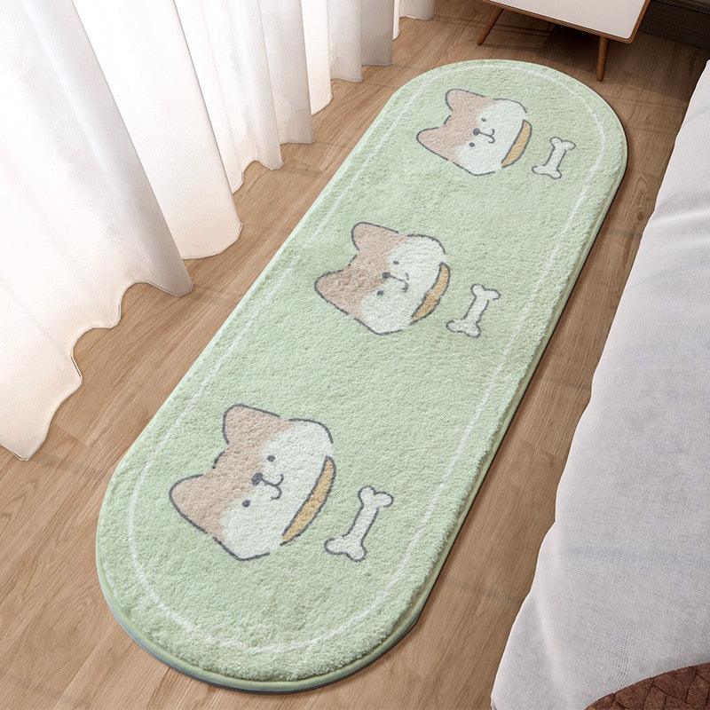 Soft Bedside Mat Rug - Floral, Strawberry, Dog - Kyootii