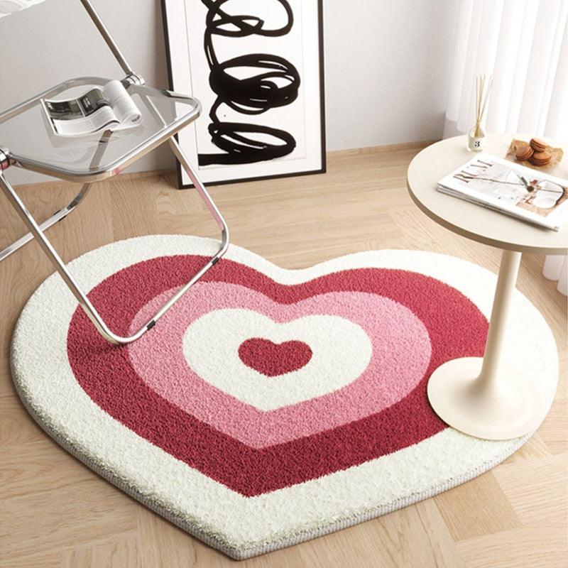 Fluffy Heart Bedroom Rug - Kyootii