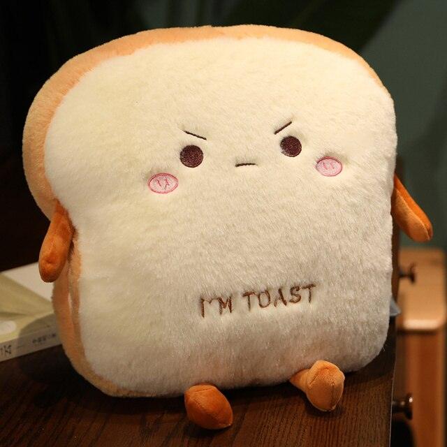 Toast Bread Cushion, Funny Bread Shape, Stuffed Doll, Cartoon Toast